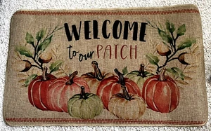 Fall Pumpkin Rug "Welcome to Our Patch" Decor Indoor/Outdoor 29\7" x 16" NEW - Picture 1 of 3