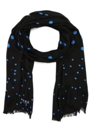 Nuevo KATE SPADE Scatter Dot Bufanda Oblonga Negro Multi Foto 1 de 4