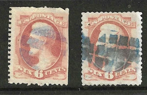 Billete Lincoln de 6 centavos Sc #159/186 azul elegante cancelado 1875-79 EE. UU. 85B43 - Imagen 1 de 4