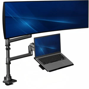 VIVO Pneumatic Arm Ultrawide Monitor and Laptop Desk Mount for Screens up to 49" - Picture 1 of 8