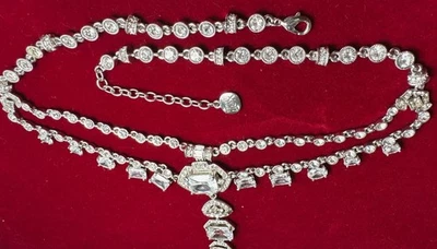 Diseñador Carolee LUX Transparente Estrás Y-Drop Araña Colgante Collar 17” Foto 1 de 4