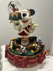 Disney Store Snowglobe Santa Mickey Mouse Christmas Deck the Halls WORKS! - Picture 1 of 10