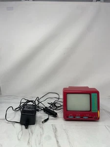 Vintage Red Radio Shack Portable Black White TV Portavision 80s VHF UHF 16 127 - Picture 1 of 16