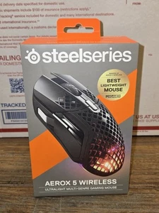 New & Sealed! SteelSeries Aerox 5 Wireless Ultralight Gaming Mouse Black (62406) - Picture 1 of 5