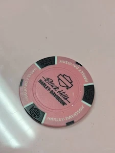 BLACK HILLS 🟧 Harley Davidson RAPID CITY SD Poker Chip  Pink - Picture 1 of 2