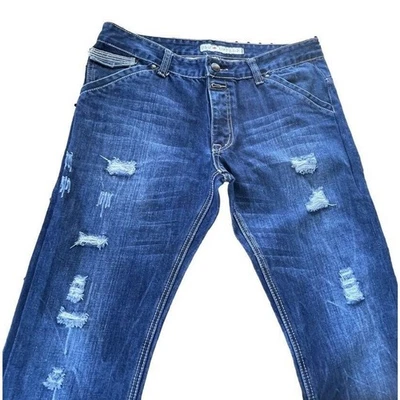 Dsquared2 Jeans Mens 36x33 Mid Wash Distressed Ripped Button Fly Denim Turkey - Image 1 of 4