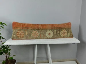 Long Lumbar Pillow Turkish Rug Pillow Decorative Bed Pillow Body Pillow Bench P - Picture 1 of 10