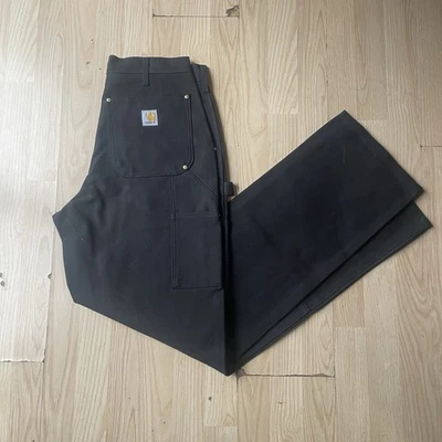 Новый с Ярлыками Carhartt двойной колена B01 брюки черный холст утка свободного мужской размер 32 X 34 США - Изображение 1 из 4