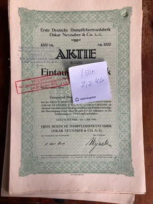 Venta de almacén 150 primera Dt. Fábrica de transporte de hígado de vapor... AG, Geestemünde 1922, 1000 Ma Foto 1 de 2