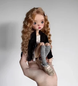 1/6 BJD Doll Wig Landoudou Soft Mohair Long Wavy Curly Hair Handmade Girl Gifts - Picture 1 of 5