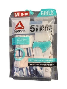 Reebok Girls Size M 8-10 Cotton Hipster 5-Pack Stretch Panties Nip - Picture 1 of 4