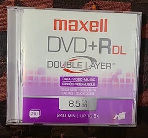 Maxell DVD+R DL double couche 8,5 Go 240 min jusqu'à 8x vitesse disque neuf PN:051468M - Photo 1 sur 4