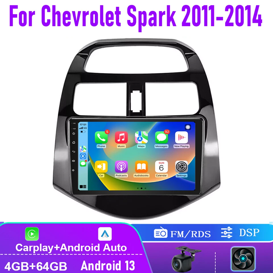 4 + 64GB для Chevrolet Spark 2011-2014 Apple Carplay Android автомобиля радио головка блока - Изображение 1 из 4