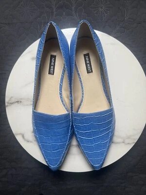 Pisos para fumar Nine West Abay azul reptil en relieve imitación cuero talla 8,5 M Preppy Chic Foto 1 de 4