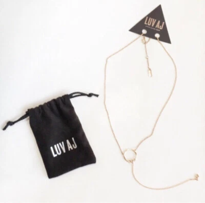 Luv AJ Rose Gold Necklace NWT Full Bloom Rose Gold Tone Classic Lariat - Image 1 of 4