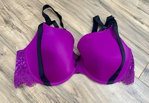 Ashley Graham Dark Purple Mesh Lace Bra 36 DDD Underwire - Picture 1 of 6
