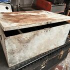 Vintage Metal Tin Travel Chest Trunk Safe Coffee Table