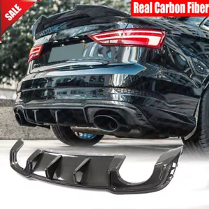 For Audi RS3 8V Sedan 2017-2019 Real Carbon Rear Bumper Diffuser Lip Body Kits - Picture 1 of 12