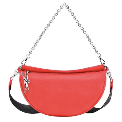 LONGCHAMP Smile S Half Moon Leather Crossbody Bag In Beautiful Strawberry NWOT - Image 1 of 4
