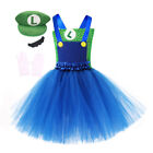 Kids Girls Super Mario Luigi Cosplay Costume Princess Party Fancy Dress Outfit