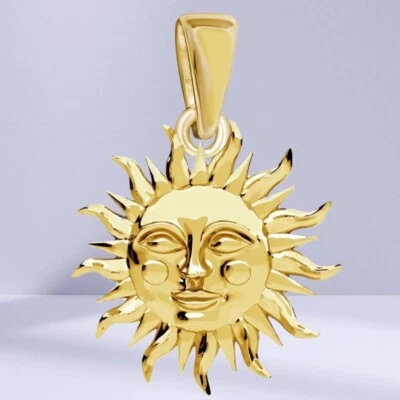 Sonne Anhänger 925 Sterling-Silber Gold vergoldet Kette-Anhänger Dragon - Bild 1 von 3