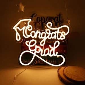 Congrats Grad With Cap Neon Sign Graduation Decorations 2025 Congrats Grad Ne... - Picture 1 of 7
