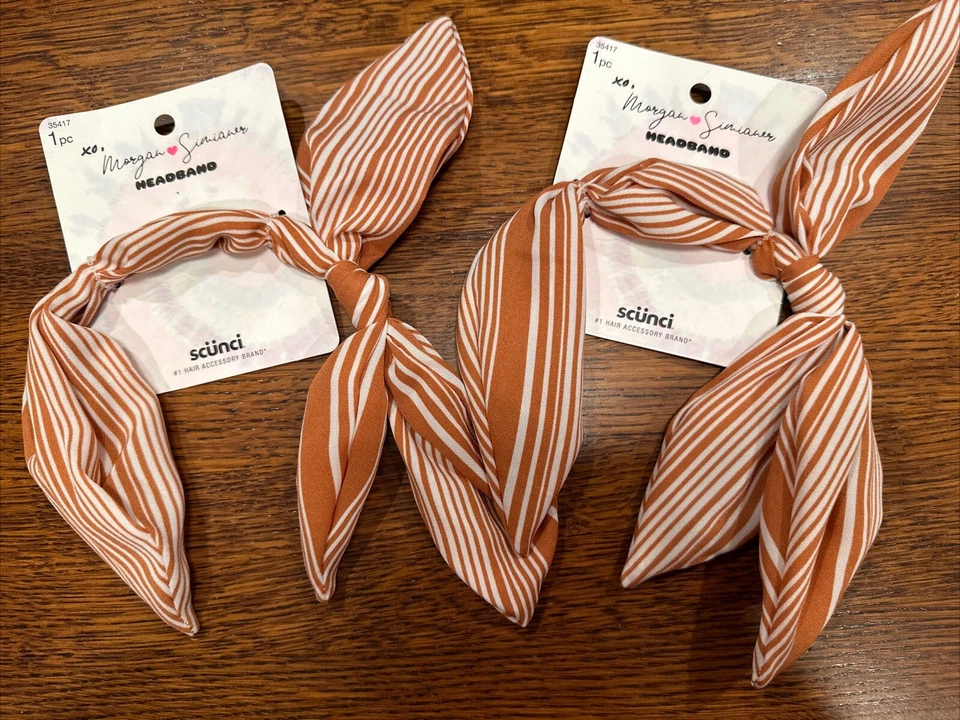 Scunci Headband 2 Count Brown/White Striped Hair Tie NEW - Imagem 1 de 1