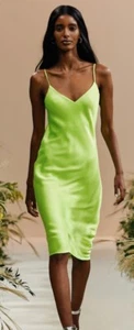 L'Agence Jodie V Neck Midi Slip Dress Silk Satin NWT Size 2 Deep Red - Picture 1 of 6