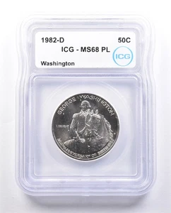 1982-D Washington Commemorative Half Dollar MS68 PL ICG *2413 - Picture 1 of 3