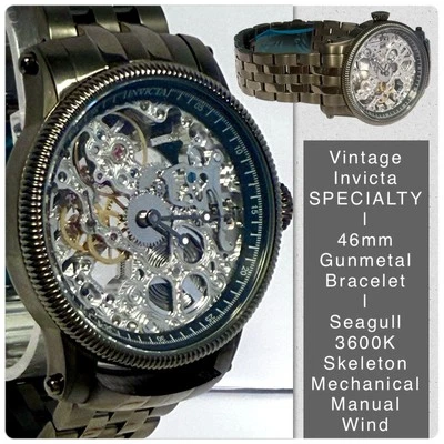 Reloj Invicta 46mm Pulsera GUNMETAL Esqueleto Mecánico | Bisel Fresado ESPECIALIDAD Foto 1 de 4