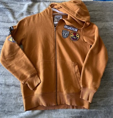 Superdry Track & Field 拉链连帽衫,橙色/芥末,尺寸 M — 第 1/4 张图片