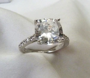 SILPADA 3.85 CARAT CUSHION CUT CZ SOLITAIRE STERLING SILVER RING SIZE 7 - Picture 1 of 8
