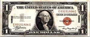 1934-A $1 -HAWAII-WWII Emergency Note Silver Certificate "Fine"  Fr. 2300 - Picture 1 of 3