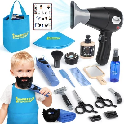 Set da parrucchiere per bambini, kit da salone alla moda con rasoio, forbici, ta - Immagine 1 di 4