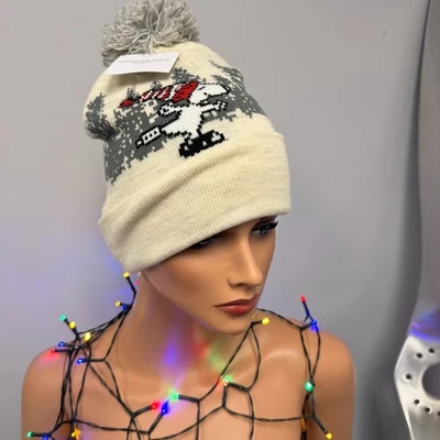 NUEVO CON ETIQUETAS American Eagle X Peanuts Snoopy Gorro Patinaje Vacaciones Invierno Nieve Pom Sombrero Foto 1 de 4