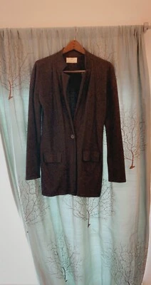 Allude 女式开衫小号棕色 100% 羊绒 1 纽扣口袋长袖 — 第 1/4 张图片