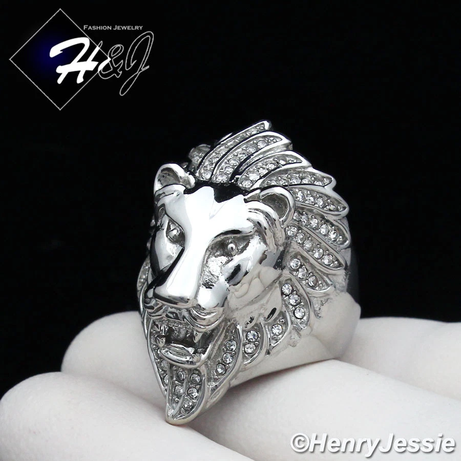 MEN's Stainless Steel Bling CZ Silver/Gold/Black Plated Lion King Face Ring*R111 - Image 1 of 1