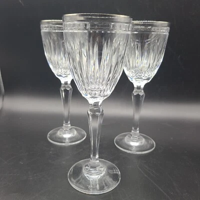 Set (3) Waterford Marquis HANOVER Platinum Wine Glasses or Goblets 7 5/8" Tall - Image 1 of 4