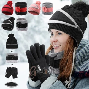 Winter Super Full Warm Set Kint Hat Gloves Mask Scarf Thickened Men and Women - Picture 1 of 36