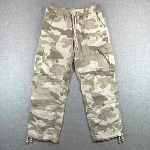 Sanctuary x Anthropologie 100% Linen Camo Cargo Pants Women Medium Coastal FLAW - Picture 1 of 11
