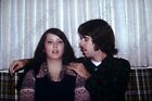 1974 candid of cute brunette girl on couch Orig 35mm SLIDE F1c5