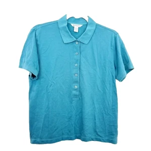 Athleta Womens Pique Short Sleeve Polo Short Teal Size Medium - Picture 1 of 7