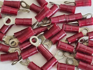 100pcs RING TERMINAL 22-18 AWG LUG RED AMP - Picture 1 of 3