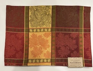 Thanksgiving Autumn Fall Grid Jacquard Set Of 4 Table Placemats 13 X 19 NWT - Picture 1 of 5