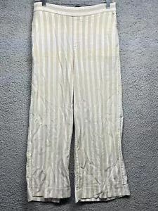 Banana Republic Damenhose Größe 4 Rowan weites Bein hellbraun/weiß gestreift cropped - Bild 1 von 11