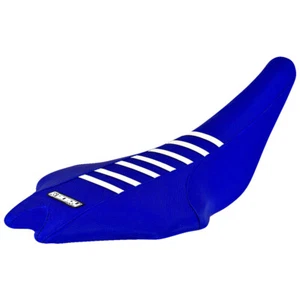 2009-2020 Yamaha YFZ 450R Seat Cover ALL BLUE / WHITE RIBS  GRIPPER QUAD   #201 - Picture 1 of 5