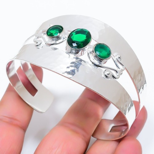 VALENTINO Bracciale regolabile in argento sterling 925 fatto a mano con pietre preziose diopside cromate