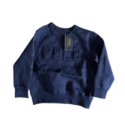 Suéter Pullover Polo Ralph Lauren Niños Azul Marino Logo Repujado Cuello Redondo Foto 1 de 4