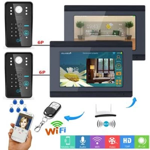 7inch 2 Monitors Video Doorbell Intercom Night Vision Wired WIFI RFID Password - Picture 1 of 11