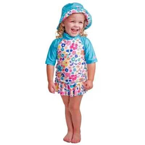 Costumi da bagno per bambina UV Skinz set nuoto bambini UPF 40+ 3 pezzi set completo taglia 2 anni - Foto 1 di 6